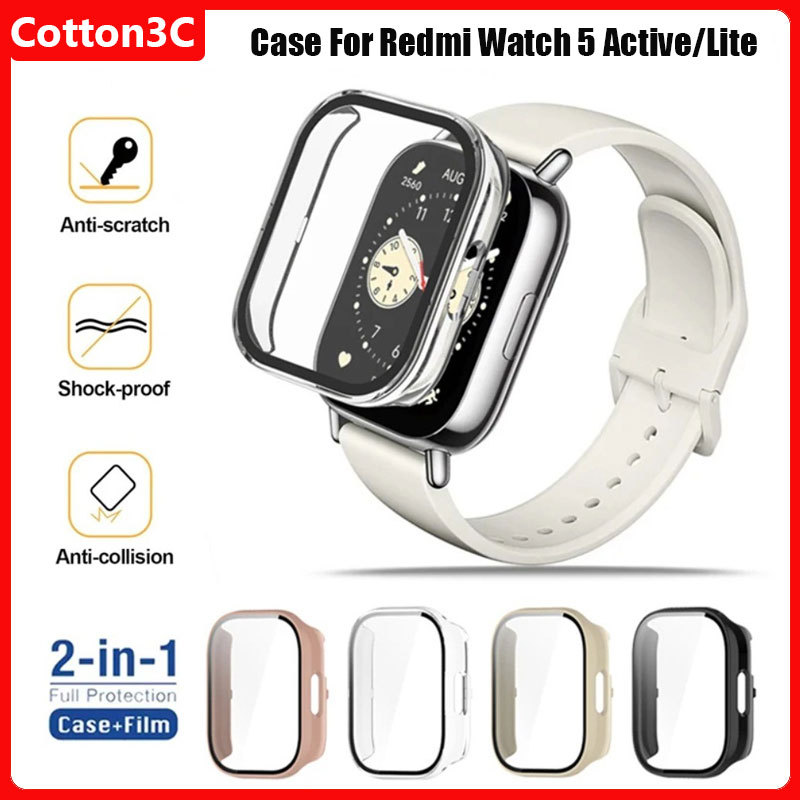 หน้าจอป้องกันกรณีพีซีฟิล์มครอบคลุมป้องกันเต็มรูปแบบสำหรับ Redmi Watch 5 Active 4 3 2 Lite / Poco Watch / Redmi Watch 6