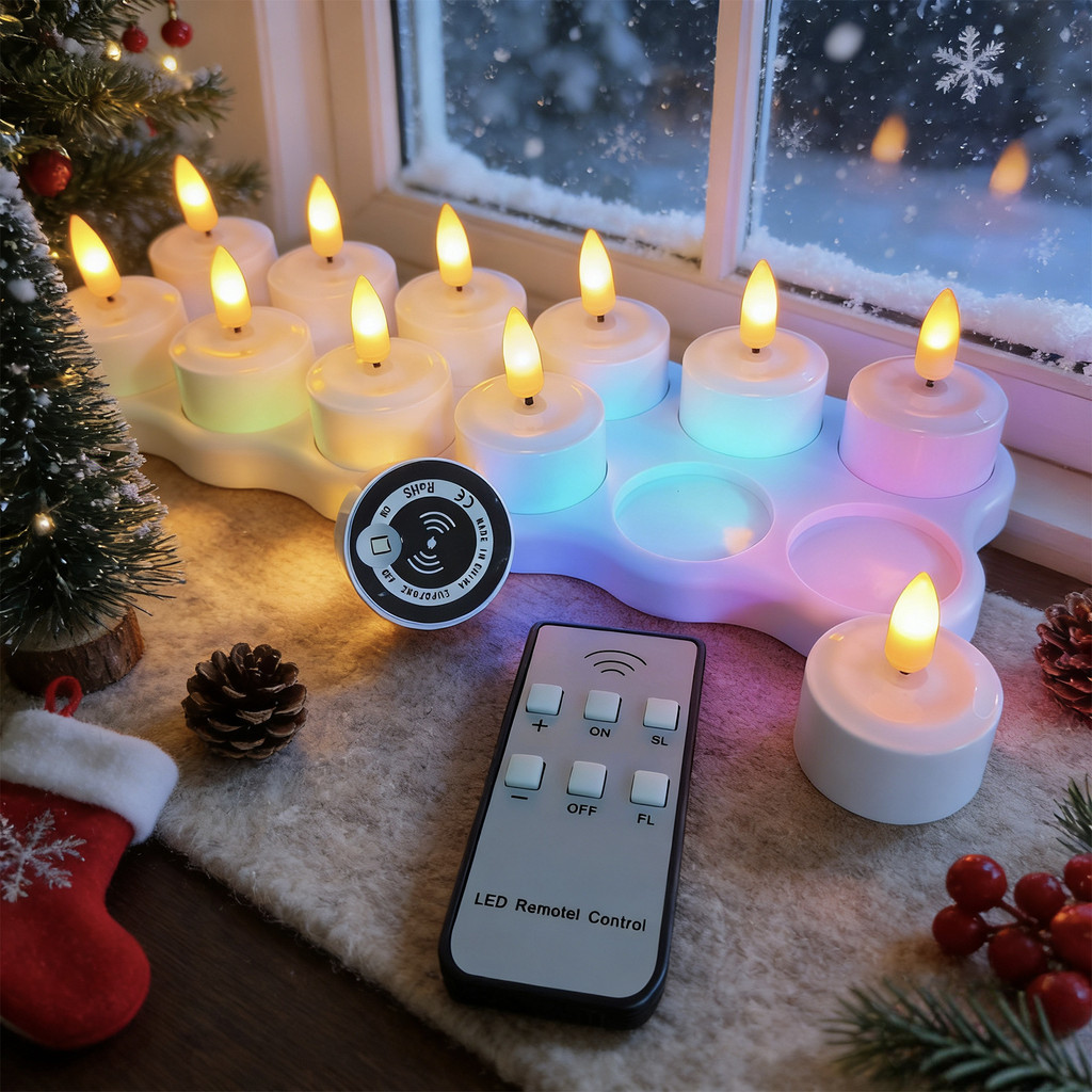 12Wireless Sensor Base Rechargeable Candle Light LED Electronic tea light candle with bullet-shaped 