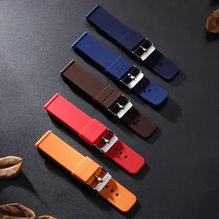 ซิลิโคน เร็ว ปล่อย สายนาฬิกา 14/16/20/22/24 มม.สีทึบซิลิโคนที่เรียบง่ายสายรัดข้อมือกีฬาผู้ชายผู้หญิง สากล สายนาฬิกา