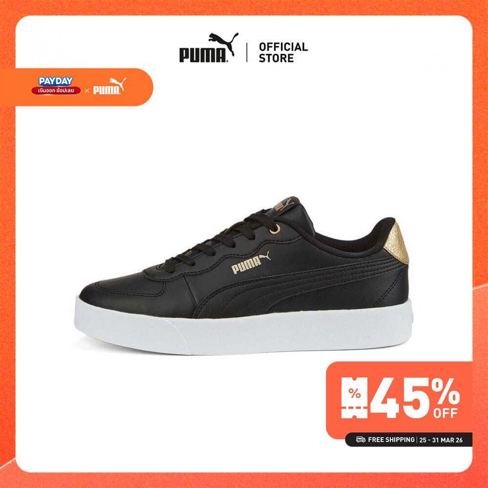 PUMA BASICS - สนีกเกอร์ผู้หญิง Skye Clean Distressed สีดำ - 38666601