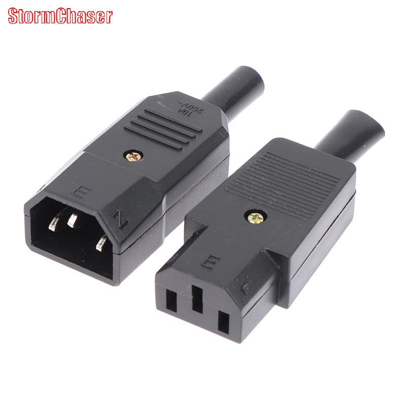 [Storm-t] AC 3Pin Soet ปลั๊กสายเคเบิลตรงขั้วต่อ C13 C14 10A 250V ปลั๊กหญิงชาย