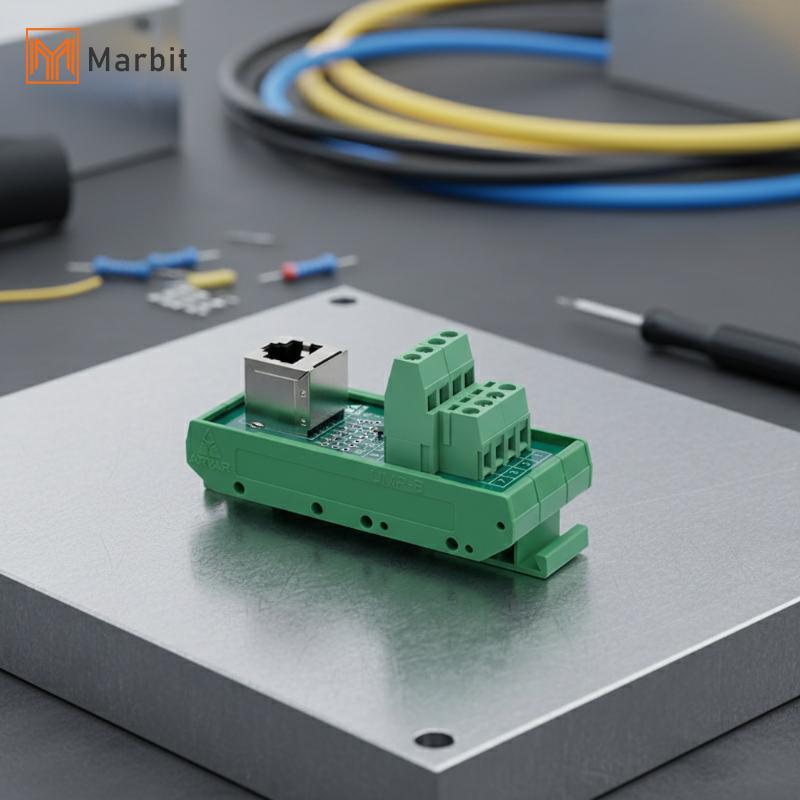 Marbit Network Port RJ45 อะแดปเตอร์ DIN35 Rail Terminal Blo สําหรับสายไฟเครือข่ายที่ปลอดภัยในอุตสาหก