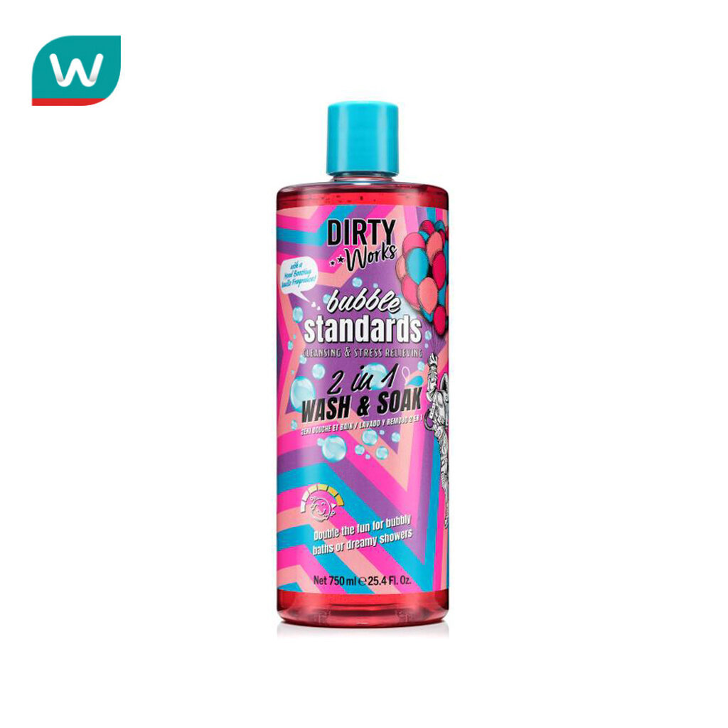 Dirty Works เดอร์ตี้ เวิร์คส บับเบิ้ล สแตนดาร์ดส์ ทูอินวัน วอชแอนด์โซก 750 มล.