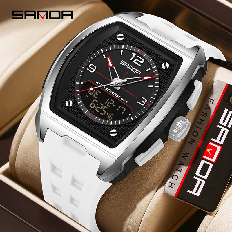 SANDA นาฬิกา 3 Time Zones สําหรับนักเรียน - Chronograph, Luminous, Waterproof & Day/Date