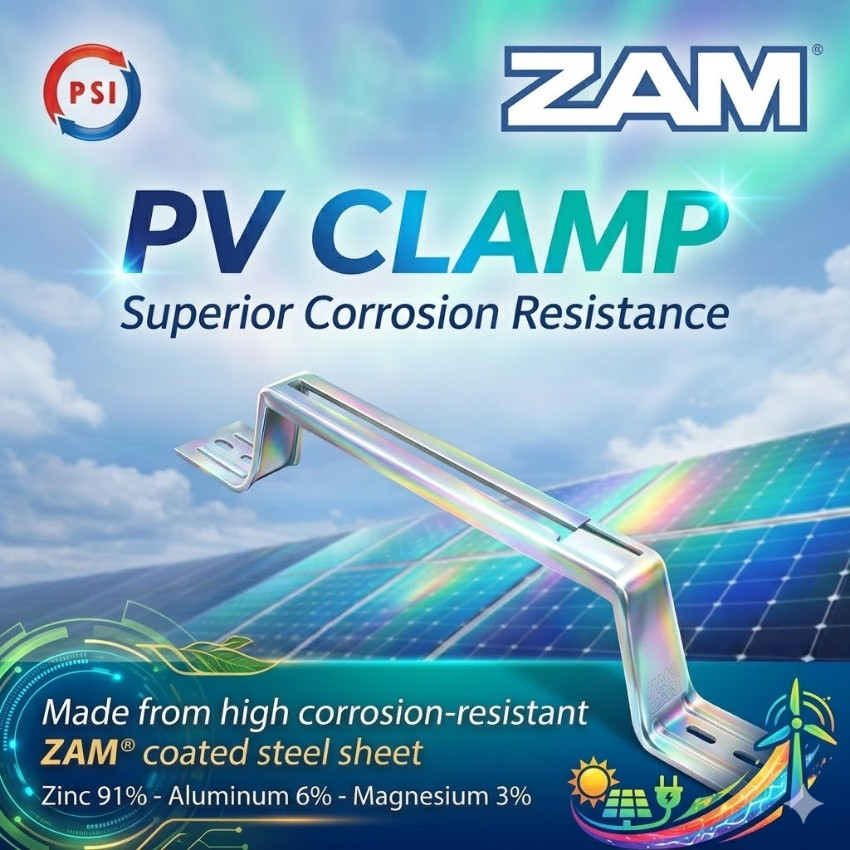 PSI Solar Clamp Zam Steel อุปกรณ์ยึดแผงโซลาร์เซลล์ แข็งแรง กันสนิม