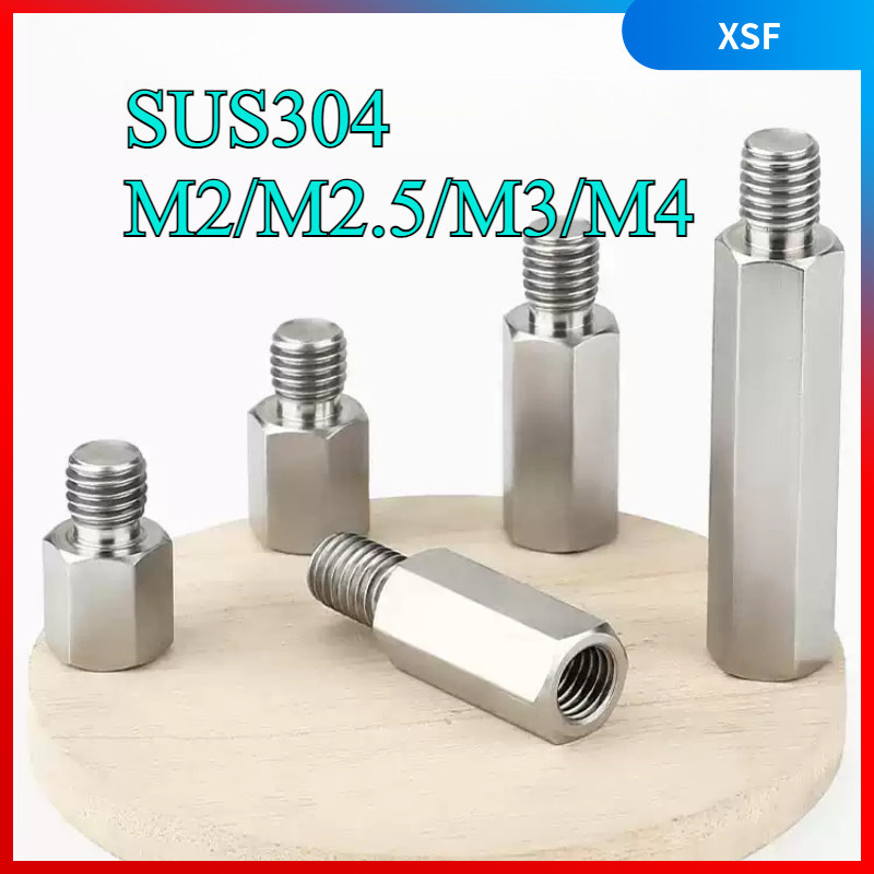 304 สแตนเลสหัวเดียวขั้วหกเหลี่ยมแยกคอลัมน์หยินและหยางสตั๊ดเดียวผ่านภายในและนอกฟันเชื่อมต่อคอลัมน์ M2