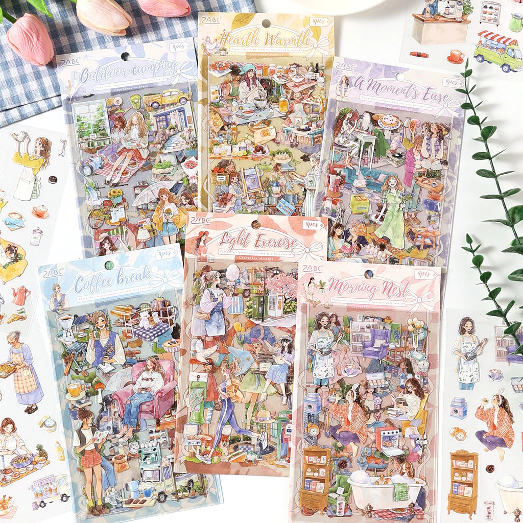 Journamm 4 แผ่นสติกเกอร์สําหรับ Journaling Junk Journal สติกเกอร์วัสดุ PET Scrapbooking อุปกรณ์โปร่งใสตกแต่ง Art หัตถกรรมสติกเกอร์
