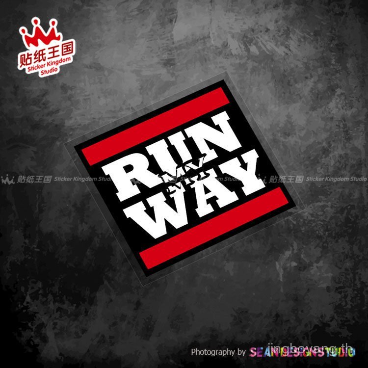 R RUN MY WAY Motorcycle Unique Trend Stickers สติ๊กเกอร์ตกแต่ง 13