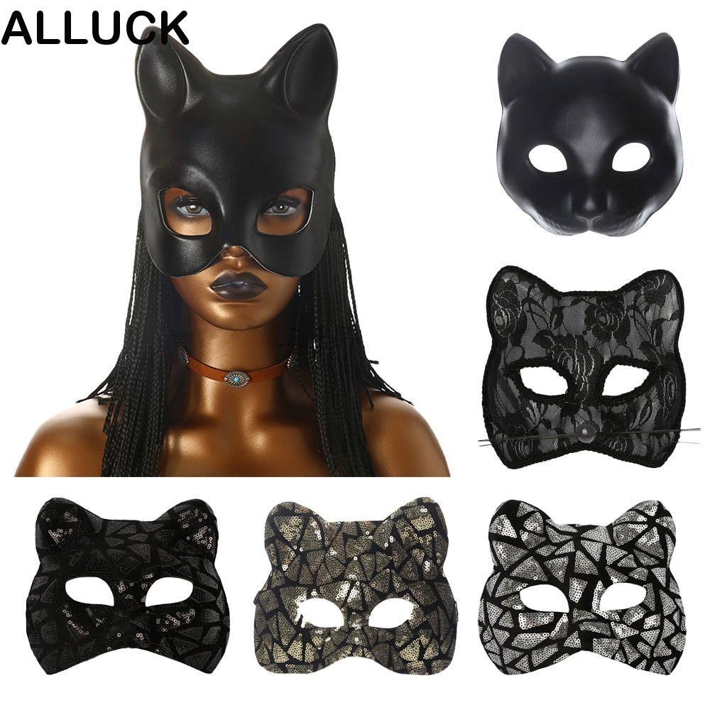 ALLUCK Cat Girl , EVA Venetian Party Masquerade , แฟชั่นครึ่งหน้า Party Makeup Ball Mardi Gras