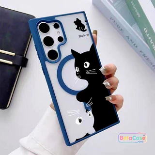 เคสแม่เหล็ก Samsung เคสแม่เหล็ก ลายแมวขาวดำ น่ารัก S26 S26U S26PLUS S25PLUS S25U S24U S23 S23U S22U