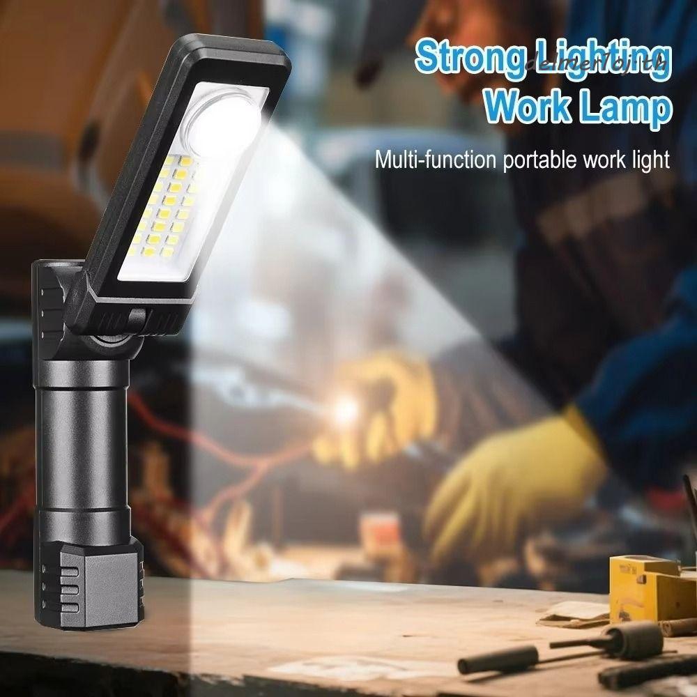 DELMER1OJ COB ไฟ LED ทํางาน, 600 LM ความสว่างประเภท C ชาร์จไฟฉาย, แม่เหล็กหาง 1200 mAh แบตเตอรี่การอ