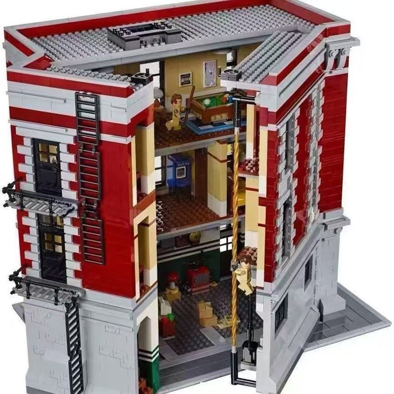 เข้ากันได้กับเลโก้ซิตี้ซีรีส์ผีจับกล้าทีมอาคารดับเพลิง75827สตรีทวิวอาคารปริศนาประกอบหน่วยการสร้าง