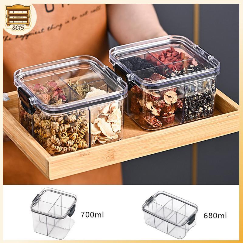 [8C15] แบ่งภาชนะเก็บอาหารพลาสติก Clear Organizer พร้อมฝาปิดสุญญากาศขวดซีลสําหรับ Snas, ผลไม้แห้งของใ