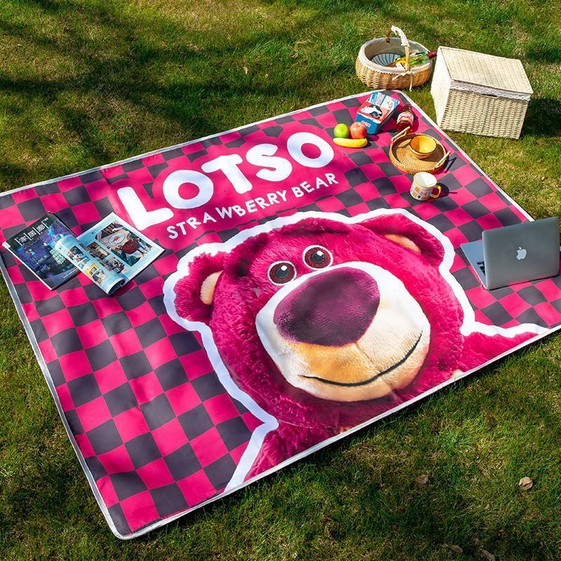 草莓熊野餐垫防潮垫户外野餐毯春游野炊露营地垫草坪沙滩垫子卡通3-29Strawberry Bear Picnic Mat, Moisture-proof Mat, Outdoor Picnic Bla