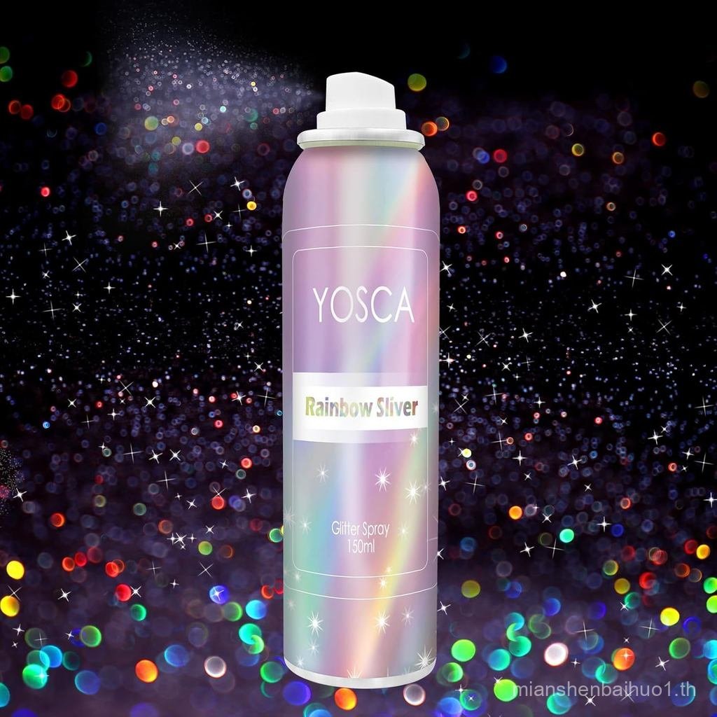YOSCA Body Glitter Spray, 150ML Holographic Glitter Hairspray, Shiny Glitter Spray for Hair Body Clo