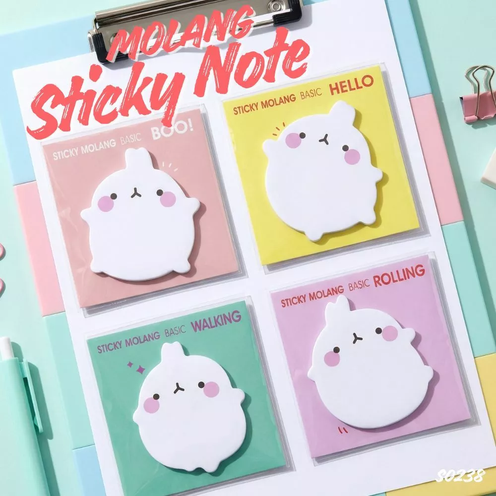S0238 กระดาษโน๊ต กาวในตัว ลายการ์ตูน Molang 8*8.5ซม. น่ารัก สไตล์เกาหลี เครื่องเขียน Sticky Note