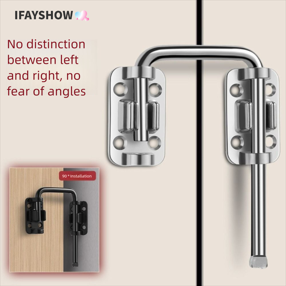 IFAYSHOW ล็อคสลักประตู,สลักประตู 90/180 องศา,ความปลอดภัยประตูหัวเข็มขัดป้องกันการโจรกรรมสแตนเลสแบบไม่เจาะรู