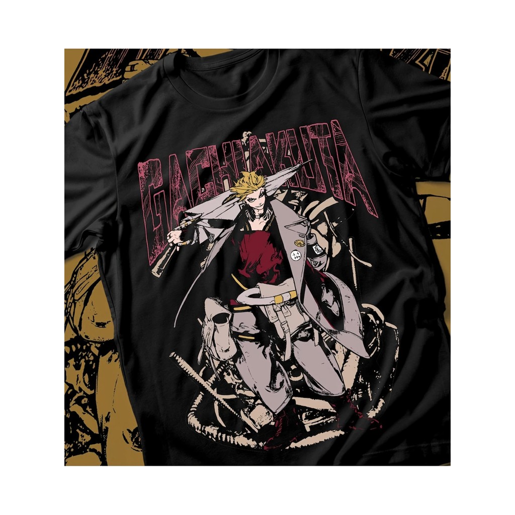 เสื้อยืดอนิเมะ Gachiakuta Manga Engine - พิมพ์ลายตัวละครมังงะญี่ปุ่นและโลโก้ Gachiakuta, เสื้อผ้าสตร