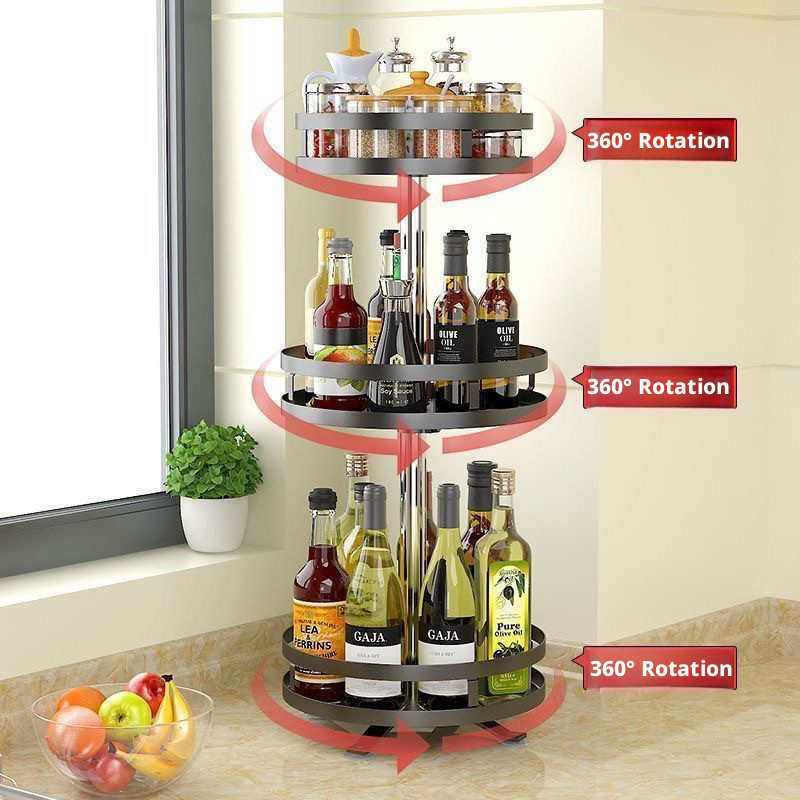 Space-saving rotating spice rack Multi-layer spice rack for kitchen countertops
