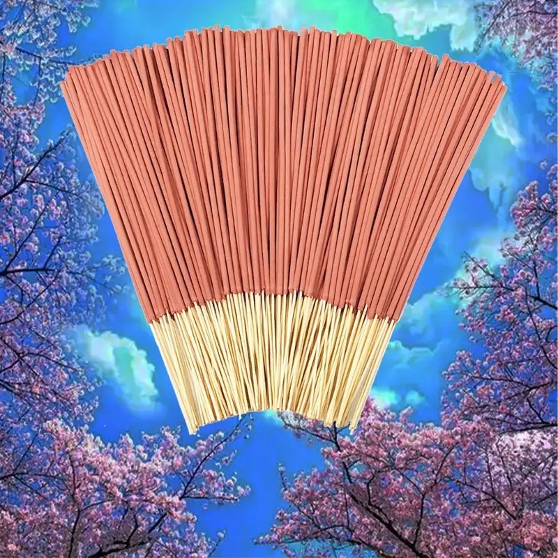 คุณภาพสูงสีชมพูญี่ปุ่น Cherry Blossom 8.66 นิ้ว Retro Handmade Bamboo Stick Aromatherapy Natural Bam