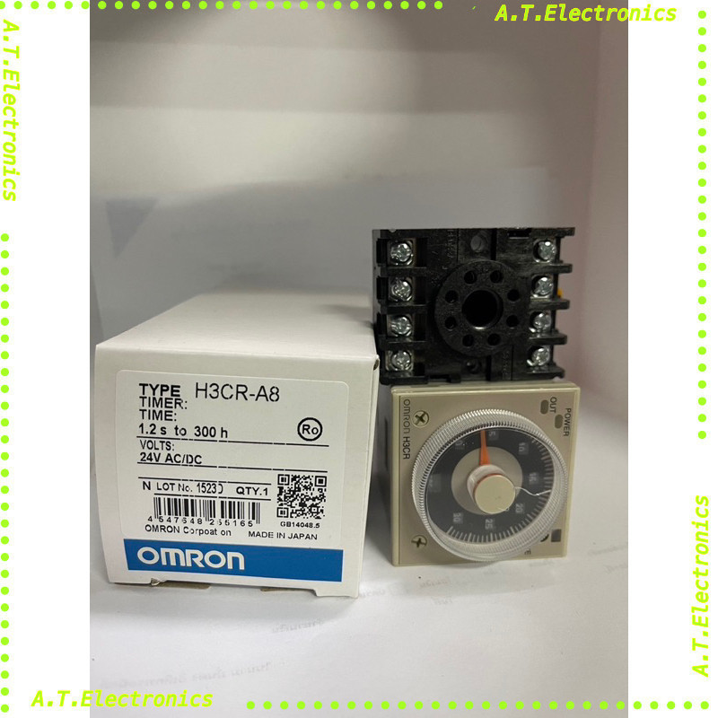 แท้ พร้อมส่ง! H3CR-A8  Delay Timer 24v ac dc +แถมขาซ็อคเก็ต ออกบิลเงินสดได้