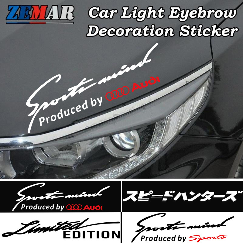 Audi ถคิ้วสติกเกอร์ตกแต่งไฟหน้ารถคิ้วสติกเกอร์ตกแต่งสําหรับ สติกเกอร์ตกแต่งโลโก้กีฬา Audi A3 8l 8Y A
