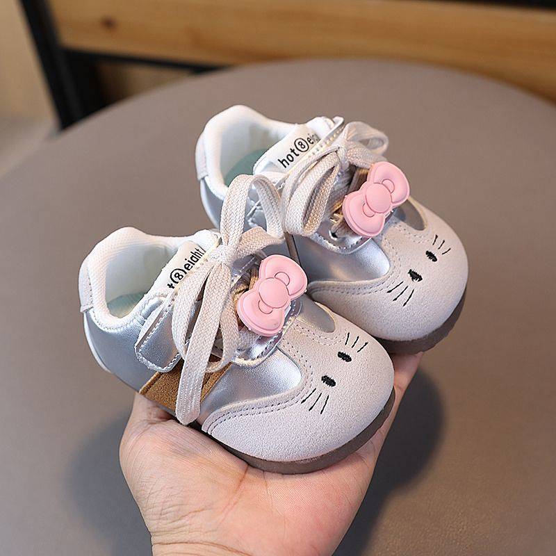Girls' Cute Shoes Spring and Autumn New Sports Shoes Baby Toddler Shoes Soft Bottom Casual Moral Tra