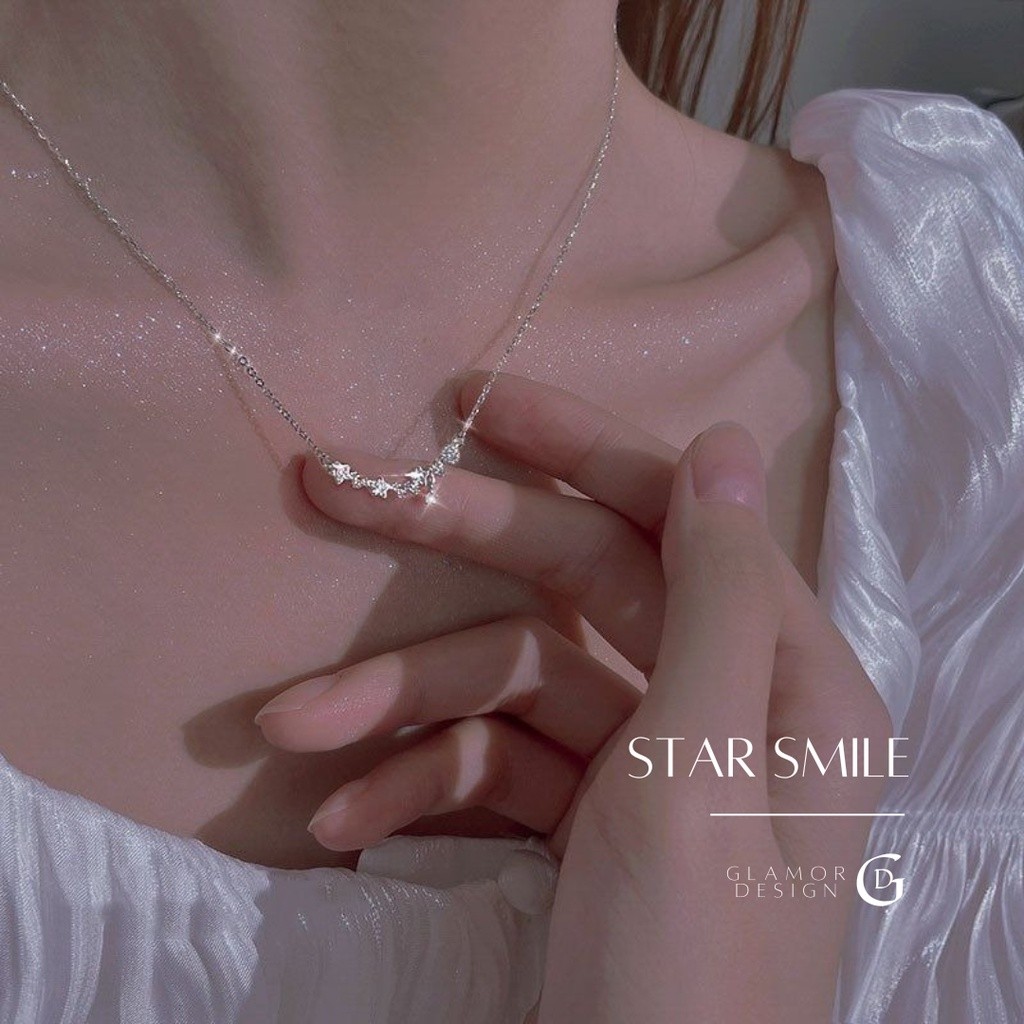 GLAMOR✨พร้อมส่ง สร้อยเพชร Star smile สร้อยคอเงินแท้925 พร้อมจี้แฟชั่น จี้เพชร สร้อยเงินแท้ X013