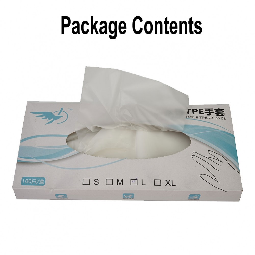 Latex Free Gloves for Lab Work Transparent Vinyl TPE Gloves with Curled Cuffs