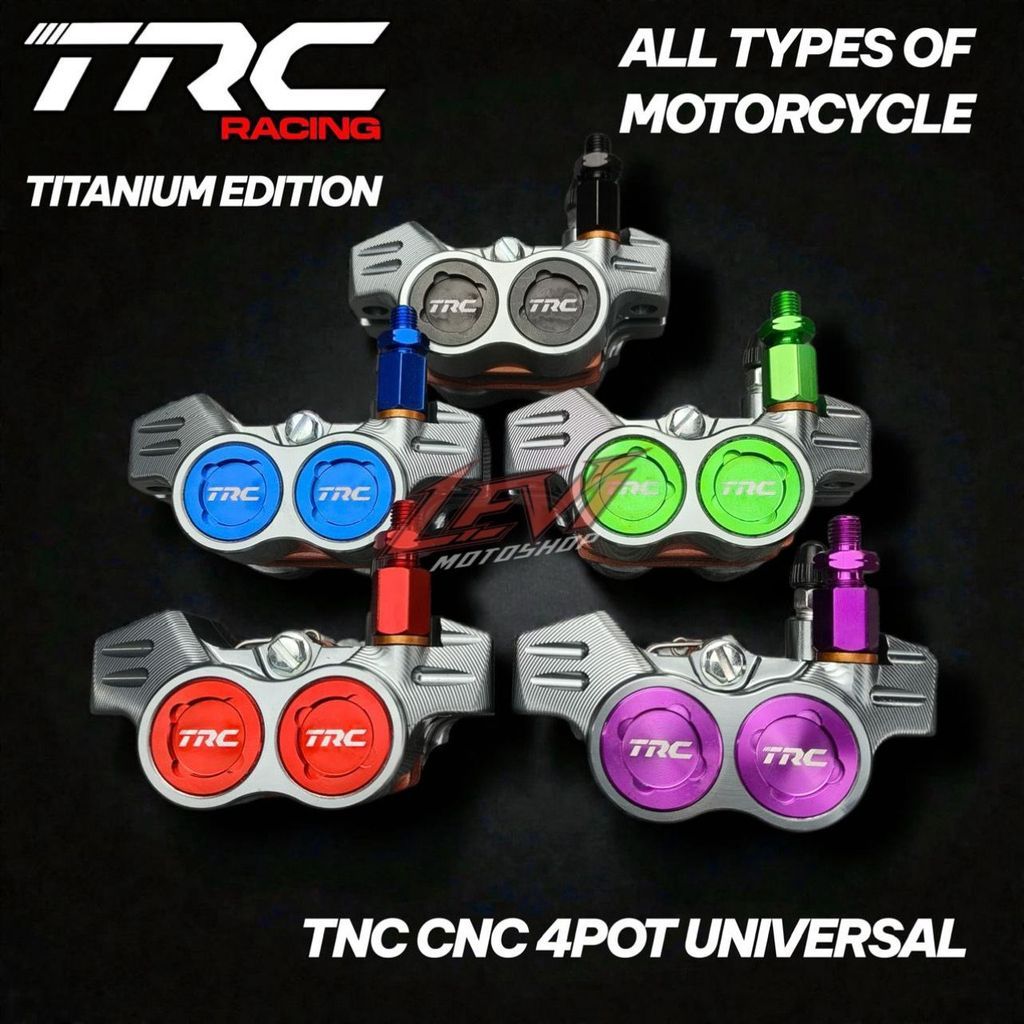 100% Original TRC Racing 4 ลูกสูบ Caliper อลูมิเนียมเต็ม CNC ขวาและซ้าย Universal All Mtr BSM