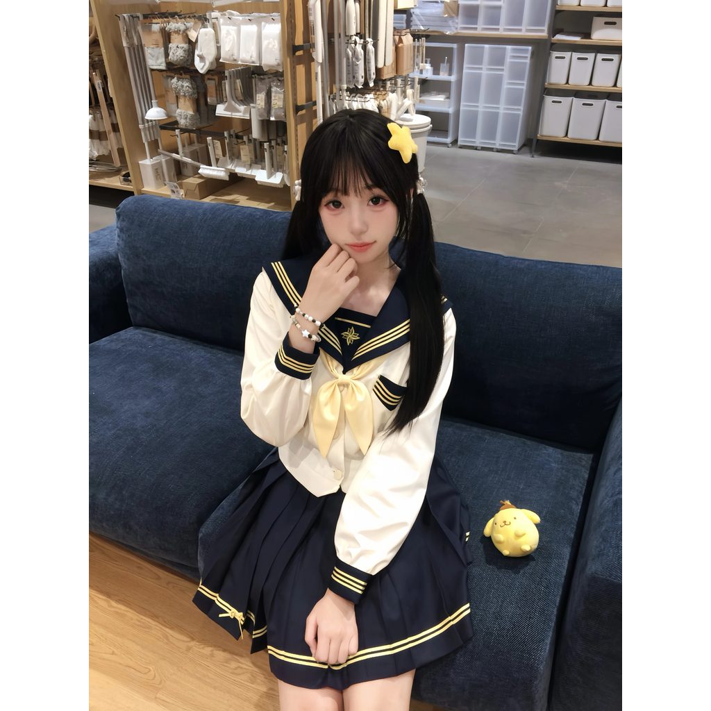 ชุด กระโปรงสั้น Lixiahxing Original [Autumn Guizhong] ของแท้ jk ชุดกระโปรงเครื่องแบบญี่ปุ่นแขนยาวชุด