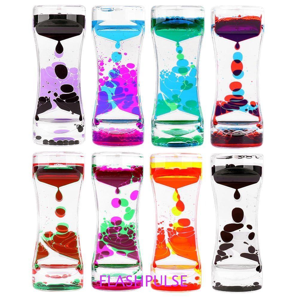 FLASHPULSE นาฬิกาทรายจับเวลา, น้ํามันสองสี Creative Floating Motion Bubble Timer, อะคริลิค Descending Sensory Bubble Visual Movement Sensory ของเล่นเดสก์ท็อปตกแต่ง