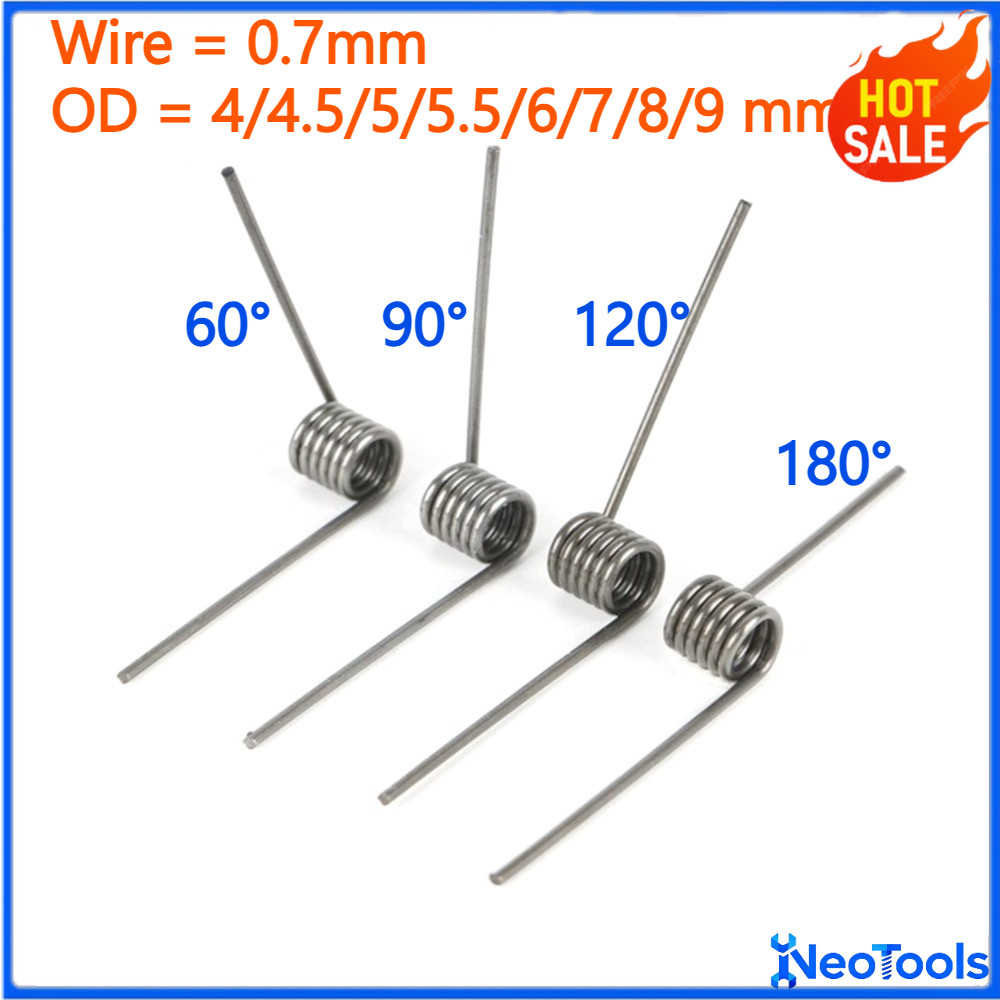 Sus304 d0.7mm OD4/4.5/5/5.5/6/7/8/9mm V-shaped spiral torsion spring มุม 60/90/120/180 องศาNT-FC