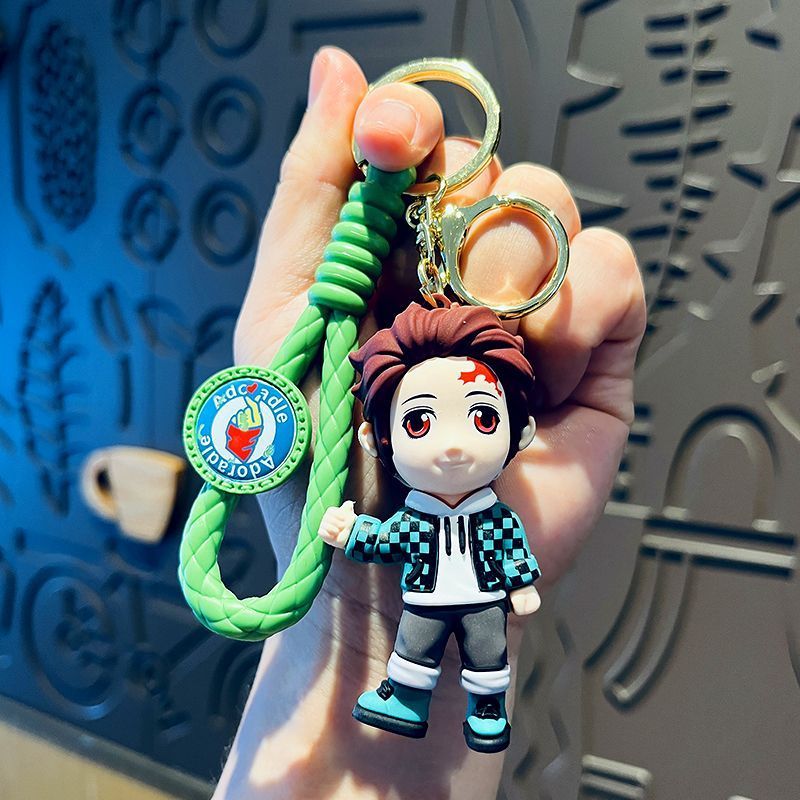 Demon Slayer Tanjiro เครื่องประดับรถตุ๊กตาตุ๊กตาพวงกุญแจ