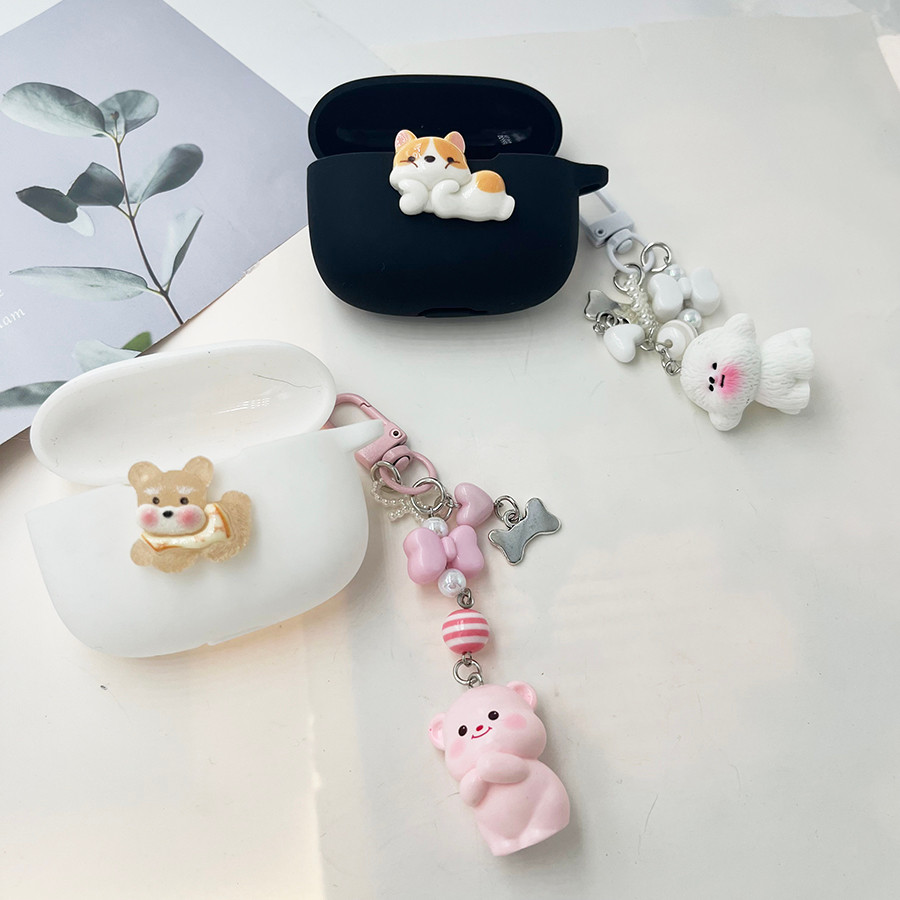 การ์ตูนสุนัขสําหรับ EarFun Air 2NC/Air Mini 2/คลิปพร้อมkeychianซิลิโคนหูฟังสําหรับEarfun Air Mini 2 