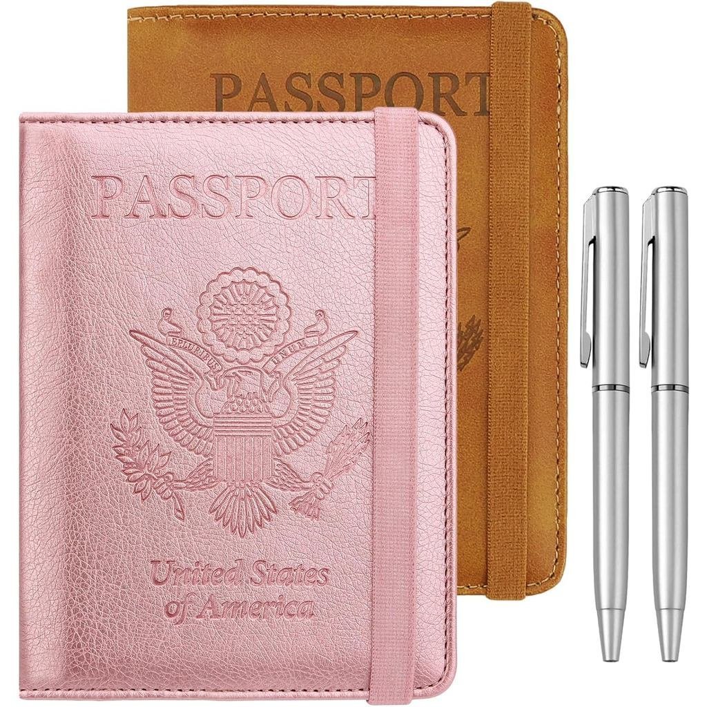 WALNEW ผู้ถือหนังสือเดินทางสําหรับเดินทาง, RFID Passport Cover Wallet for Women Men, PU Leather Pass