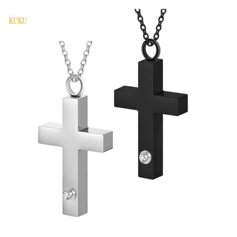 KU* 2PCS Crossed Shape Cremation Urn สร้อยคอสําหรับสัตว์เลี้ยงพร้อมการจัดเก็บ Perfect สําหรับ Commem