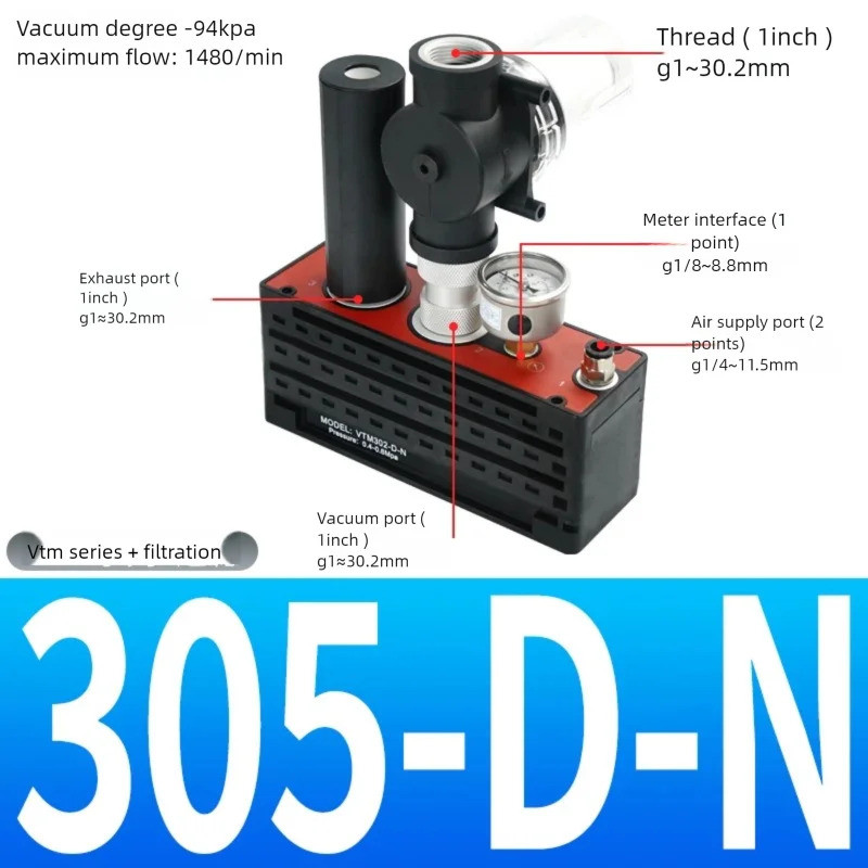 VTM/VTL 301/30/2/303/304/305/306-D-N/-NA Miniature Multistage ปั๊มสูญญากาศเครื่องกําเนิดไฟฟ้าสูญญากา