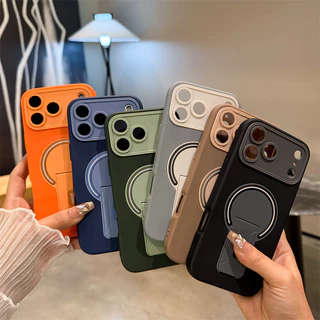 แฟชั่นซ่อนวงเล็บ Fine Pore หน้าต่างขนาดใหญ่ Anti-drop TPU เคสโทรศัพท์สําหรับ IPhone13 14 15 16 17PRO MAX