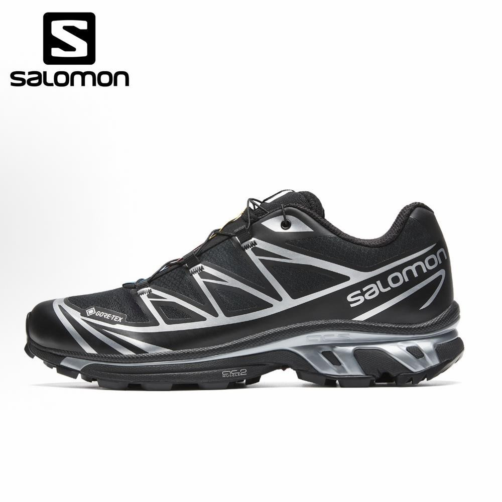 SALOMON XT-6 กีฬากลางแจ้งผ้าตาข่ายหนัง Shock Absorption ทนต่อการสึกหรอ Anti-Slip Low-Top รองเท้าวิ่ง