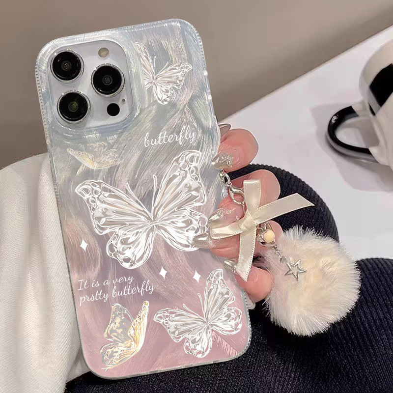 สร้อยข้อมือผีเสื้อแฟนตาซีหวานขนนกกรณีโทรศัพท์ เคส5 13 11 17 air 12 16 14 Pro Max X XR XS Max 14 15 7 8 Plus ราคา ถูกที่สุด ดีลบีเคเค แกลเลอรีภาพที่ 8