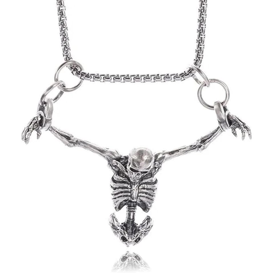 Punk Skeleton Skull สร้อยคอ Captivation Skull Pendent Biker Rock เครื่องประดับของขวัญสําหรับผู้ชายแล