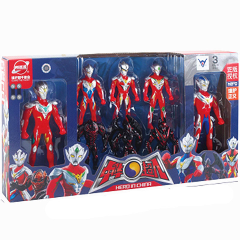 ของเล่นเด็กจีน Superman 5 Superman Plus 3 Monsters ชุดกล่องของขวัญ Little Boy อะนิเมะของเล่นของขวัญ