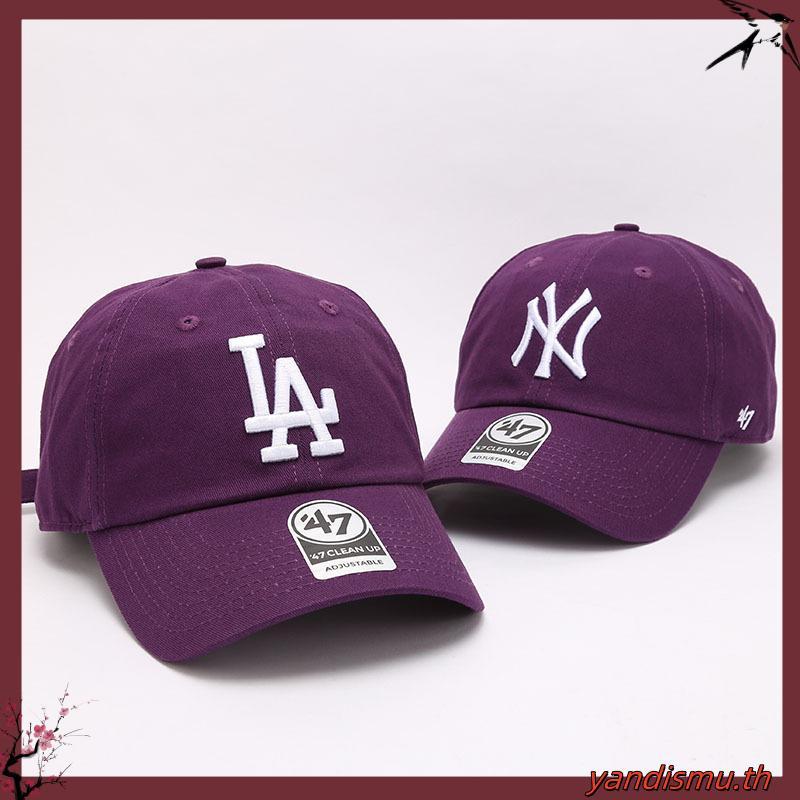 หมวก47Brand หมวกเบสบอล LA หมวกผู้หญิงสีน้ำตาลด้านบนนุ่มหมวกมาตรฐานใหญ่ NY หมวกตัวอักษรแยงกี้