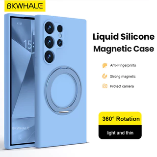 SAMSUNG BKWHALE 360 Magnetic Bracketซิลิโคนเหลวเคสโทรศัพท์สําหรับSamsung Galaxy S26 S25 Ultra S24 Plus S25 + S24 Ultra S25 + S24 + S24 + ปลอกพร้อมที่วาง