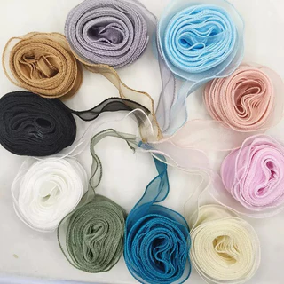 ริบบิ้นหางปลา ผ้าโกร์เกรน หน้ากว้าง 4 ซม. ยาว 9 ม. สีพื้น สำหรับห่อของขวัญ งาน DIY