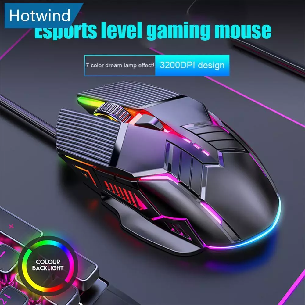 เมาส์เล่นเกม HW USB มีสาย RGB 6 ปุ่ม รุ่น J3Z5