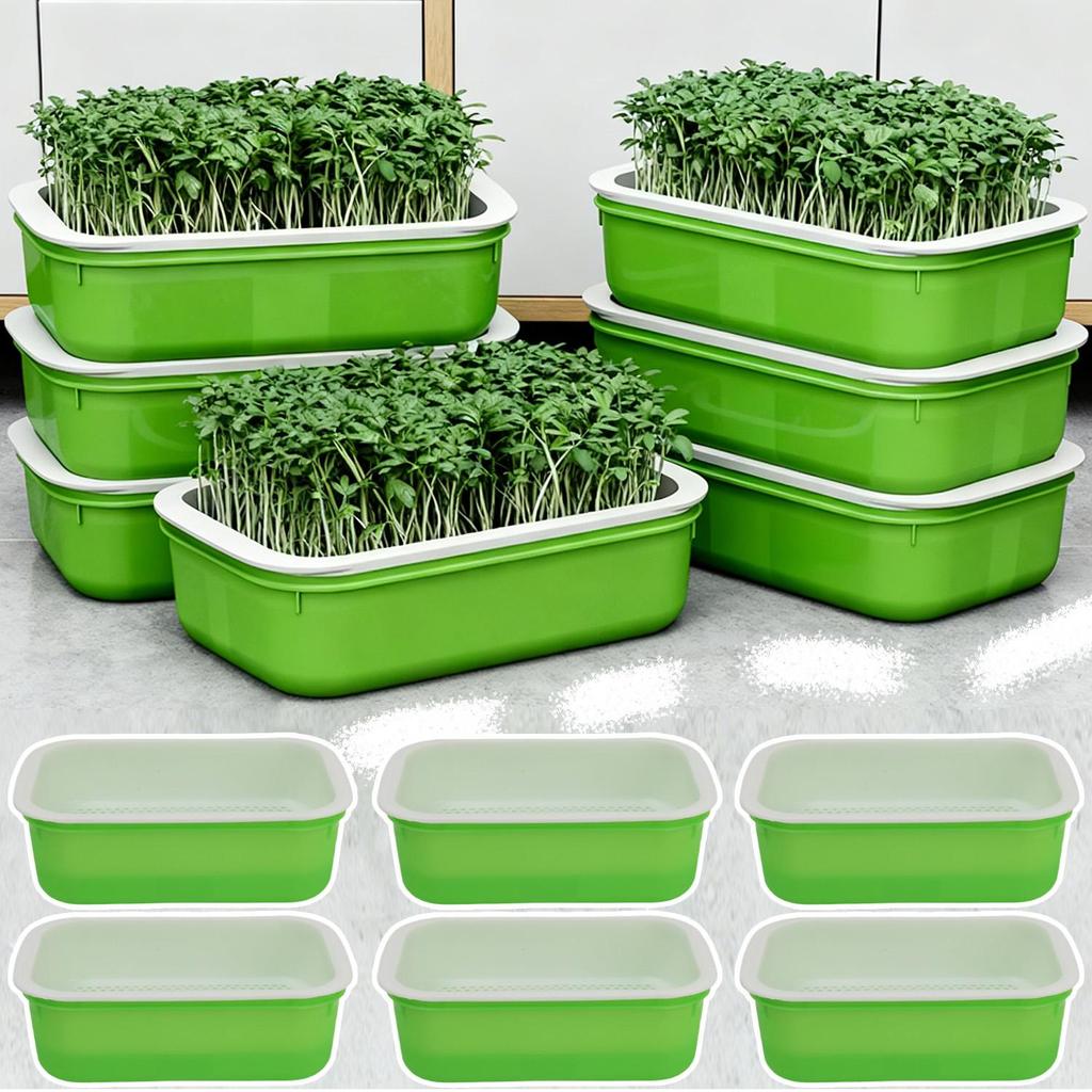 1/3/5PCS Kitchen Counter Sprout Grower | ถาดไฮโดรโปนิกส์, การเพาะปลูกแบบไม่ใช้ดิน แฮสซิลสําหรับถั่วงอกกินได้, การออกแบบที่รดน้ําเองพร้อมการจัดเก็บสองชั้น