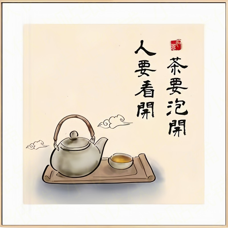 wallpaper ติดผนัง ภาพติดผนัง สติกเกอร์ข้อความศิลปะห้องน้ำชาขั้นสูงภาพจิตรกรรมฝาผนังห้องนั่งเล่นห้องน