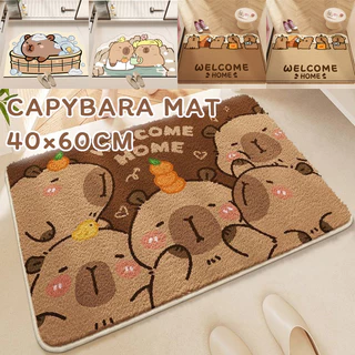 COD พรมนิ่ม Capybara 40*60CM ดูดซับน้ำได้ดี ลายน่ารักสุดๆ กันลื่น แบบแห้งเร็ว